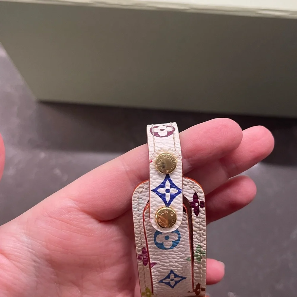 Louis Vuitton: Takashi Murakami Monogram Embellished Bracelet in White - Picture 4 of 8